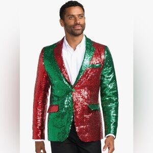 Tipsy Elves Men's Colorful Allover Sequin Blazer Shiny Holiday Jacket Size 46